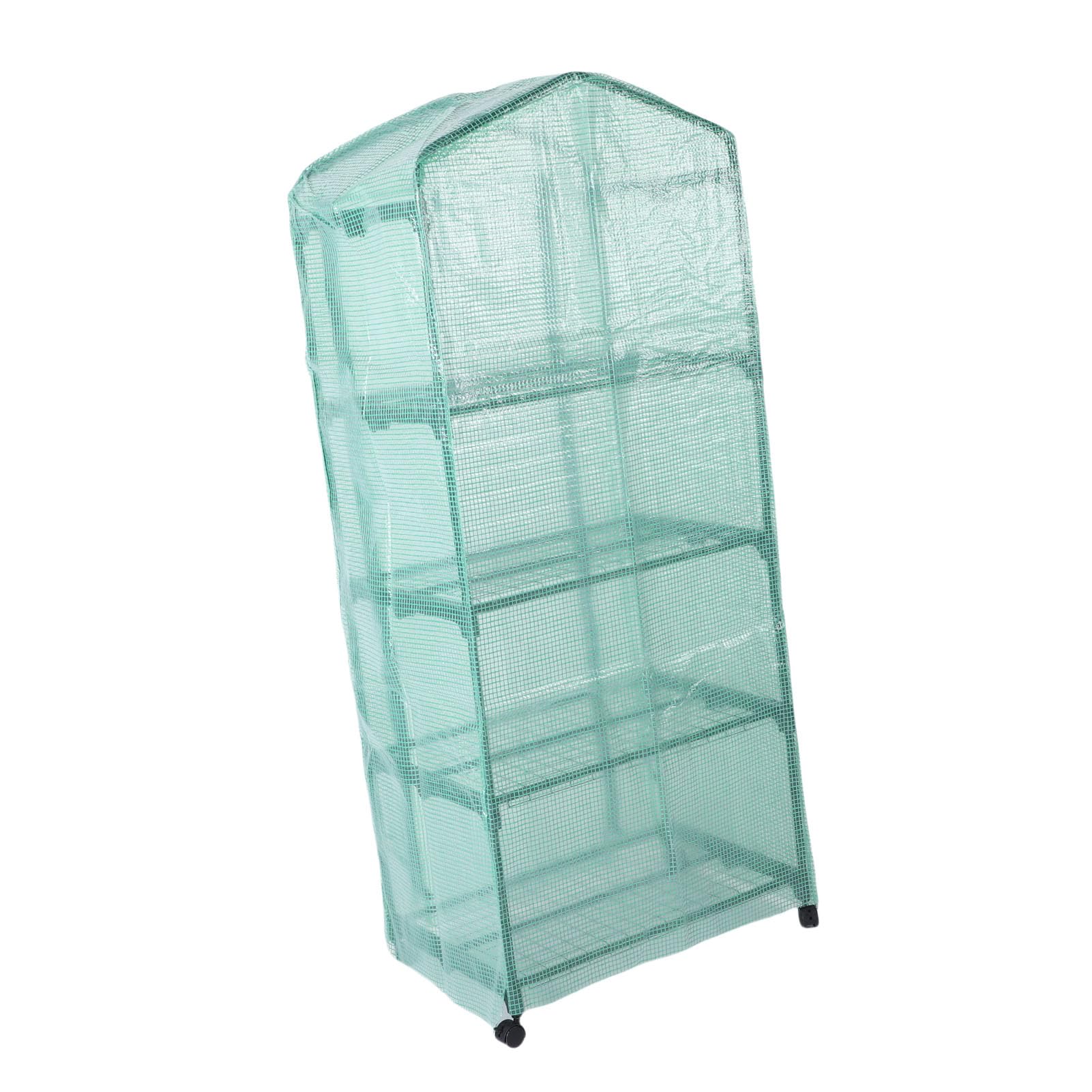 Fdit Invernadero Pequeño con Ruedas, Invernadero de 4 Niveles con (Green) | Ruedas Giratorias 360°, Estructura de Acero, Repisas de 27” y Puerta