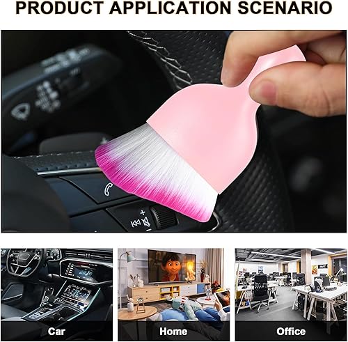 Miniatura 5 de Kewucn Cepillos para detalles de automóvil, cepillo de limpieza de diseño curvo automático con tapa, limpiador de cerdas suaves para ventilación de