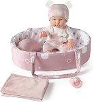 Enjoyin 12 Ensemble de jouets de poupée pour bébé Inches avec accessoires, comprend lit de bassine de porte-bébé, pacificateur et couverture, première poupée pour les filles de l'âge 3+