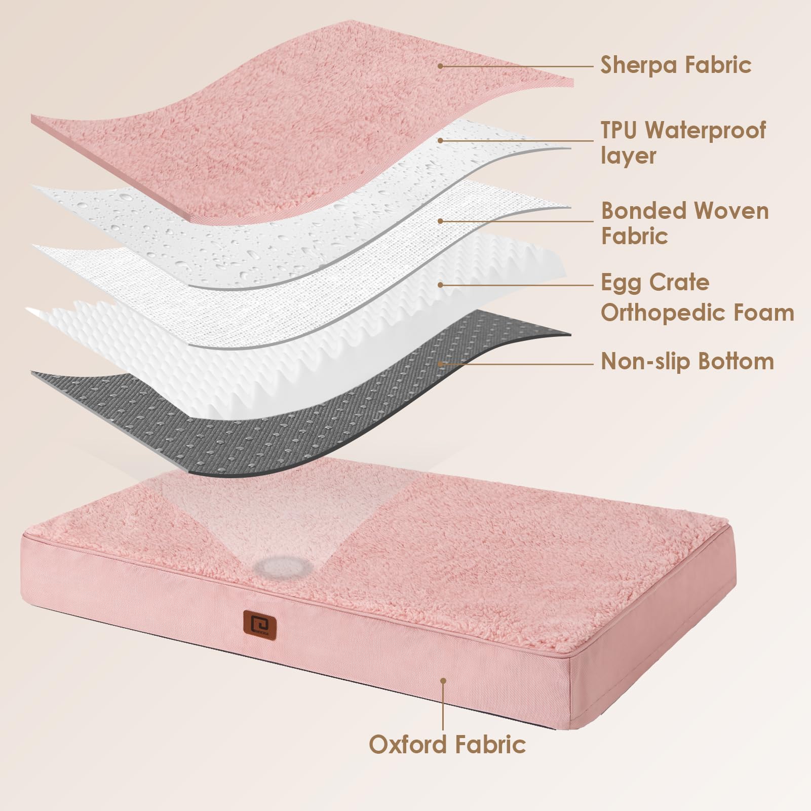 EHEYCIGA Cuccia Cane Interno Taglia Grande XL, (104L x 69W cm) Ortopedica Cuscino per Cani, Cuscino Cane Sfoderabile e Lavabile, Ortopedico Lettino per Cani, Orthopedic Dog Bed, Rosa