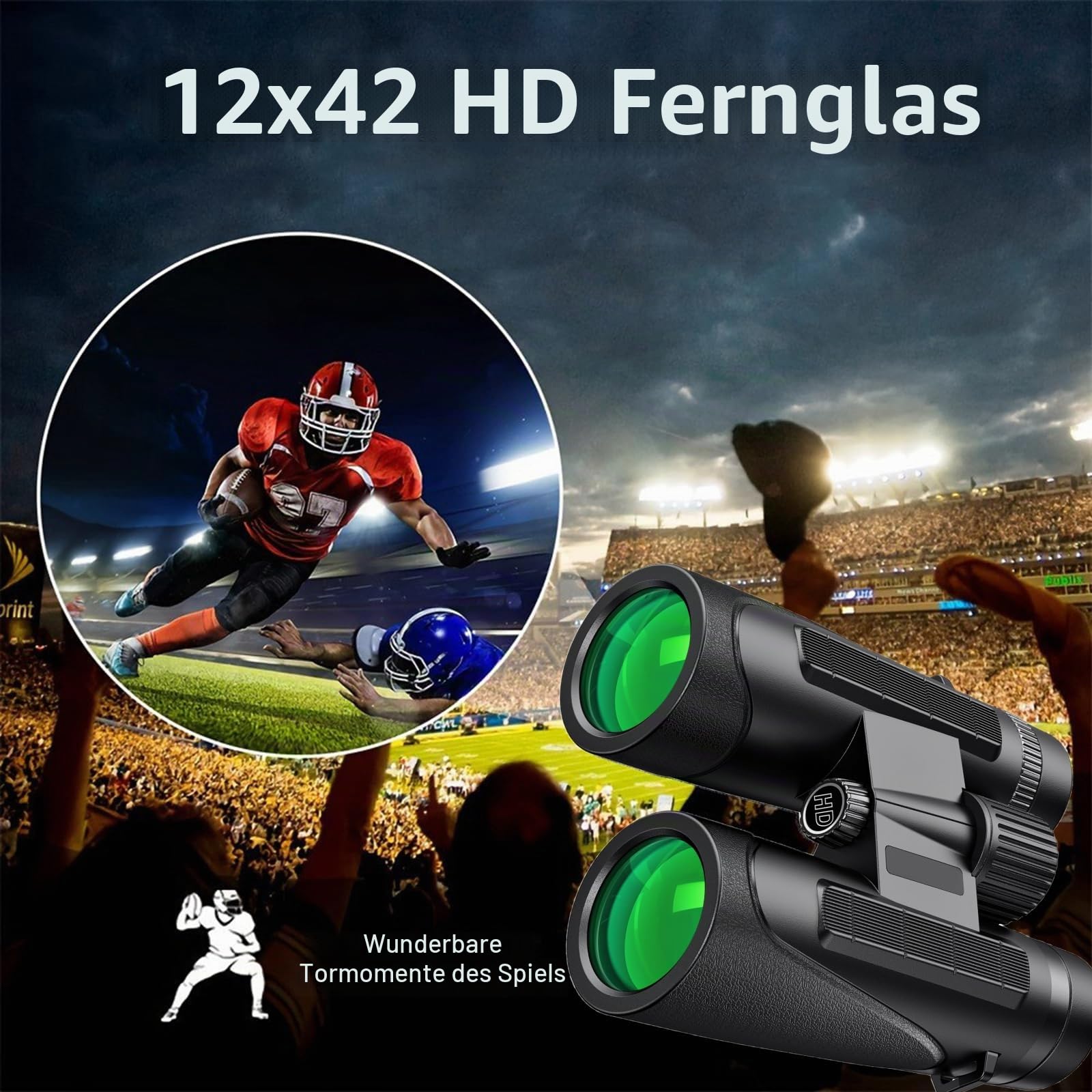 Fernglas 12x42, Ferngläser für Erwachsene, BAK4 Prism FMC, HD Ferngläser wasserdicht, Fernglas Erwachsene, für Vogelbeobachtung,Jagd,Wandern,Astronomie