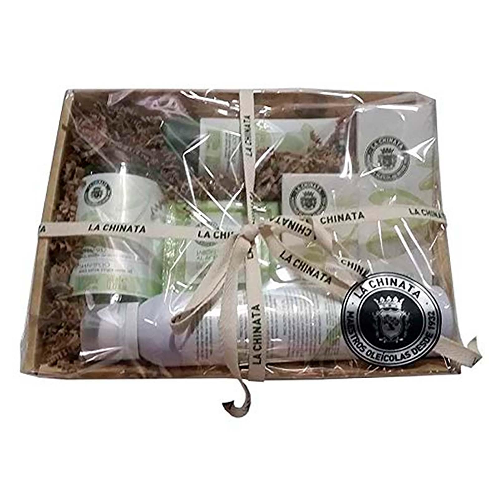 ADRI. Set de baño y mini perfumes. Regalo original para mujer - Cesta productos La Chinata para regalar y pack de 3 mini perfumes. (CESTA MEDIANA)