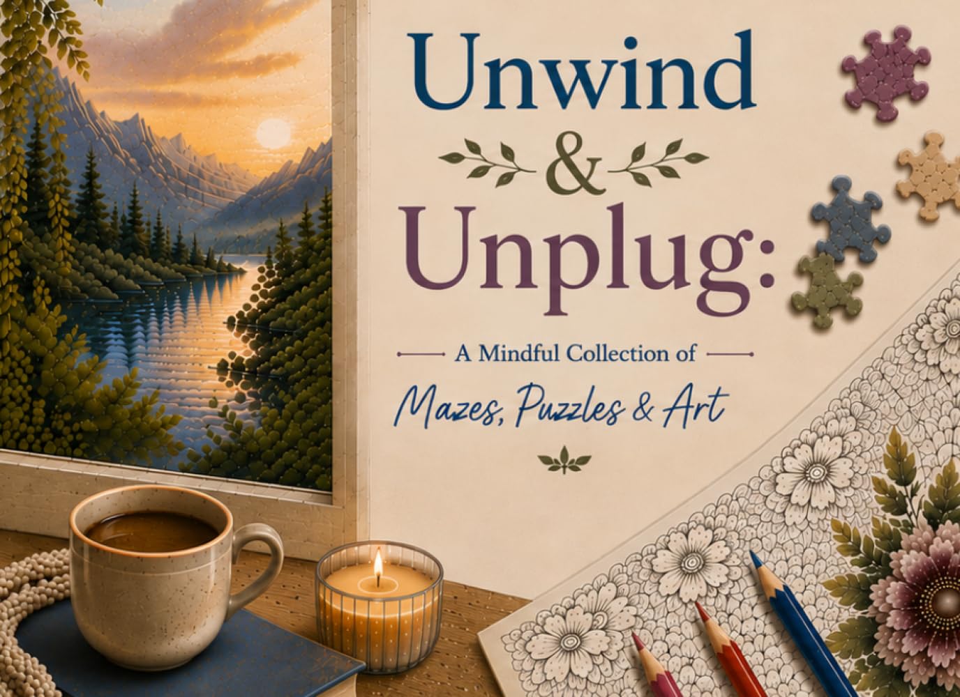 Unwind & Unplug: A Mindful Collection of Mazes, Puzzles, and Art
