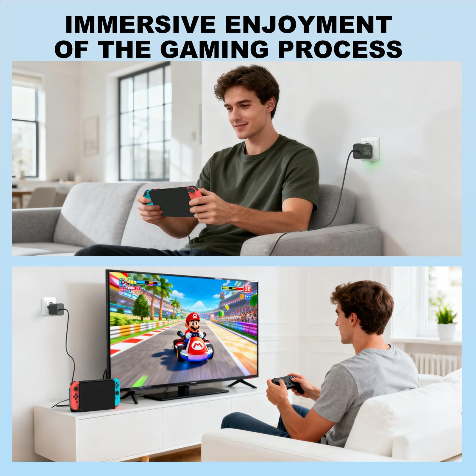 60W USB C ładowarka kompatybilna z Nintendo Switch 2/Steam Deck/Switch OLED Lite, 20V 3A zasilacz sieciowy szybkie ładowanie