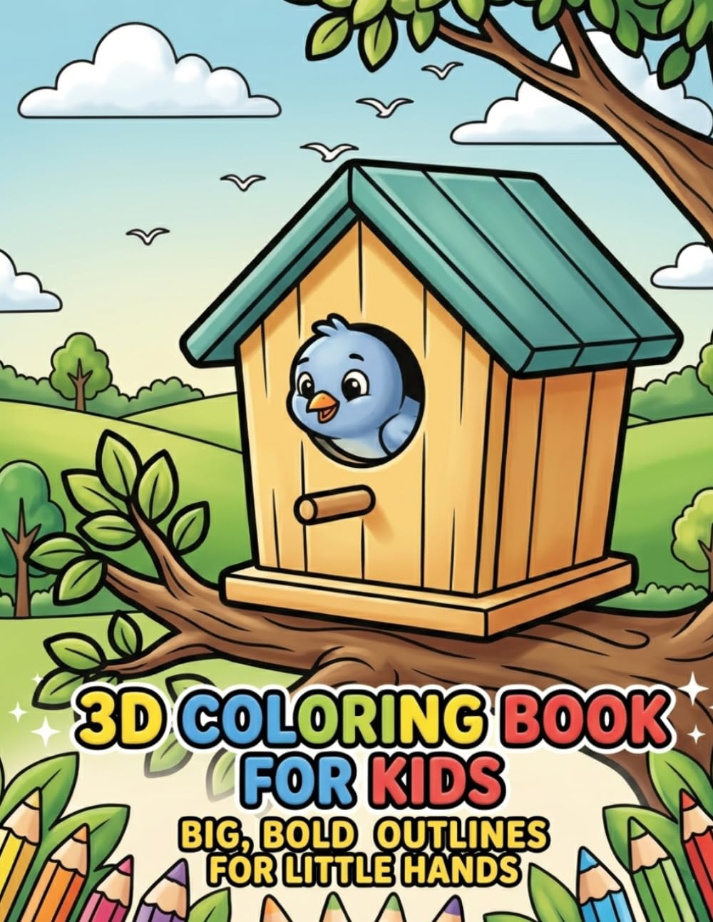 3D Coloring Book for Kids: Big, Bold Outlines for Little Hands: Fun 3D‑Style Objects and Characters to Color for Children