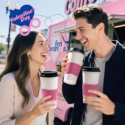 Miniatura 6 de Fit Meal Prep Paquete de 50 tazas de café desechables de 24 onzas con tapas y fundas rosas, a prueba de plomo, resistentes para llevar, tazas de