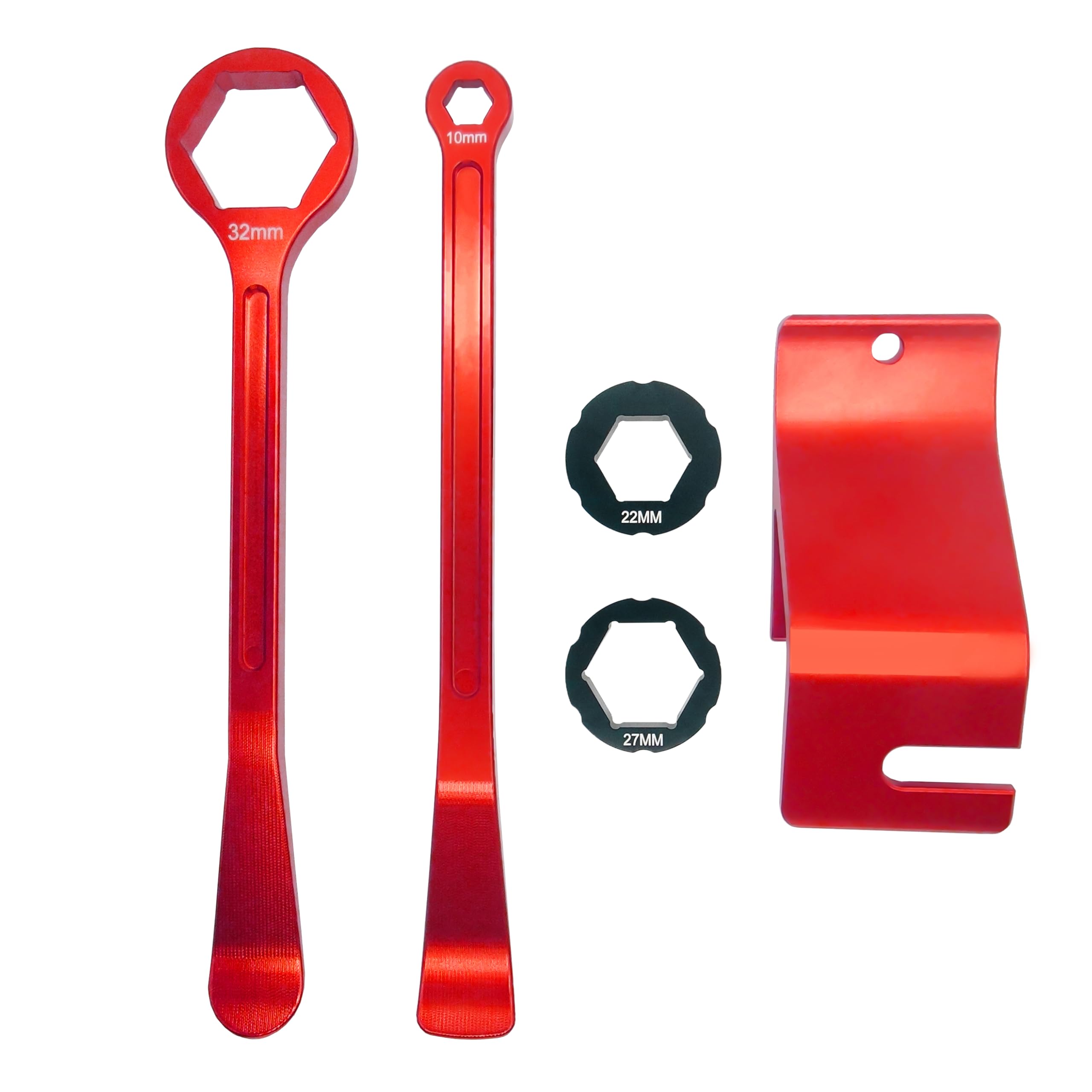 10mm/0.39''13mm/0.51''22mm/0.87''27mm/1.06''32mm/1.26''Tire Iron Lever Tool Spoon Motorcycle Tire Change Kit Wrench Set Bead Buddy Kit Tire Repair Tool for Bike EXC SX XC EXCF Dirt Pit Bike (Red)