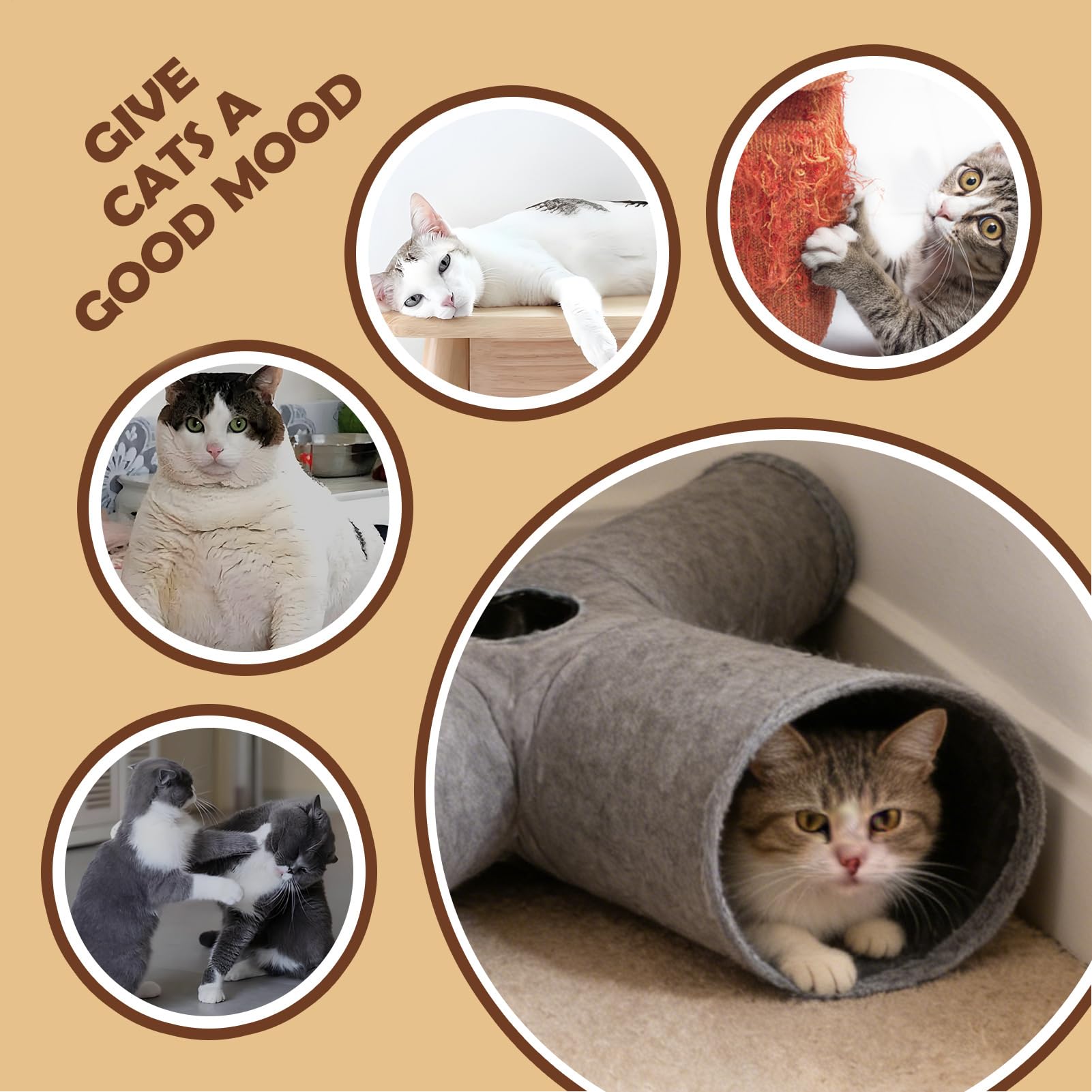 para Gatos de Interior | Laberinto Interactivo Plegable para Zona de Juegos | Tubo de Juegos Flexible para Gatos | para Mascotas en Fiestas de Navidad Cumpleaños y Halloween