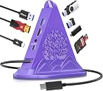 USB C Hub, 8 en 1 station d'accueil pour ordinateur portable verticale, USB C HUB pour Ordinateur portable avec 4K HDMI, 100W Charge d'énergie, 5Gbps Type C 3.0, 3xUSB A 3.0 & RGB Éclairage SD/TF Fente pour MacBook Air/Pro, iPad, iPhone 17