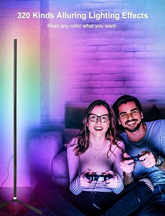 luxceo luxceo Led-vloerlamp, 165 cm, RGB staande lamp met app-besturing en afstandsbediening, 16 miljoen kleur en 320 modi, muzieksynchronisatie en tijd, moderne lamp voor woonkamer, speelkamer, slaapkamer photo 2