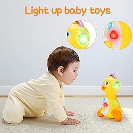 Tsomtto Baby Musical Duck Toy Dancing Crawling Tummy Time, Light Up Infant Toys Birthday for Boys Girls Baby Learning Development Newborn Toddler Toys