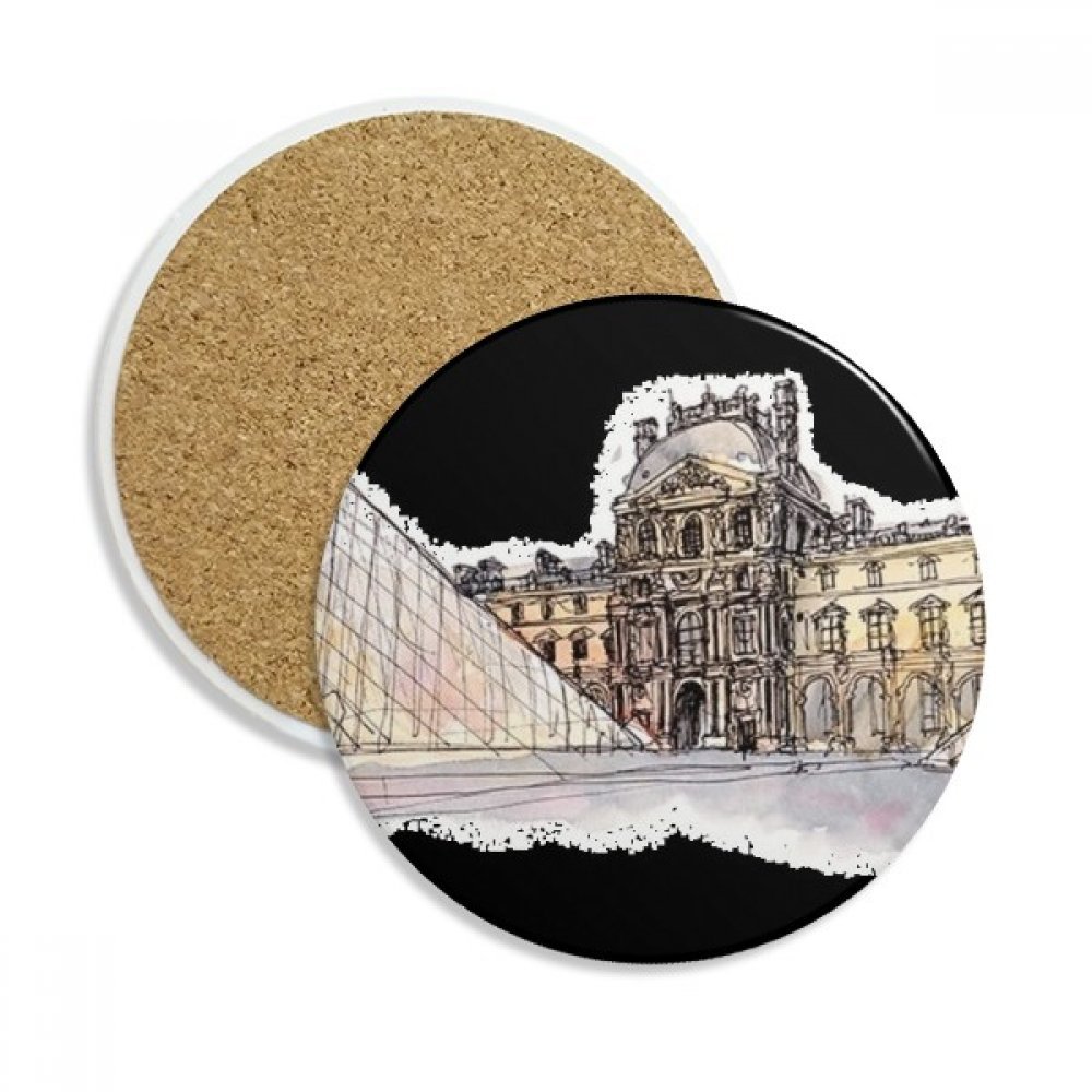 Coaster céramique contre les taches de tasse de café motif Louvre Paris
