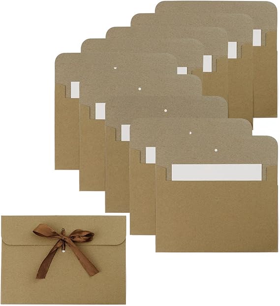 12 Stück Kraftpapier Umschläge Mit Band - 22x11cm Bunt Für Geschenke & Karten