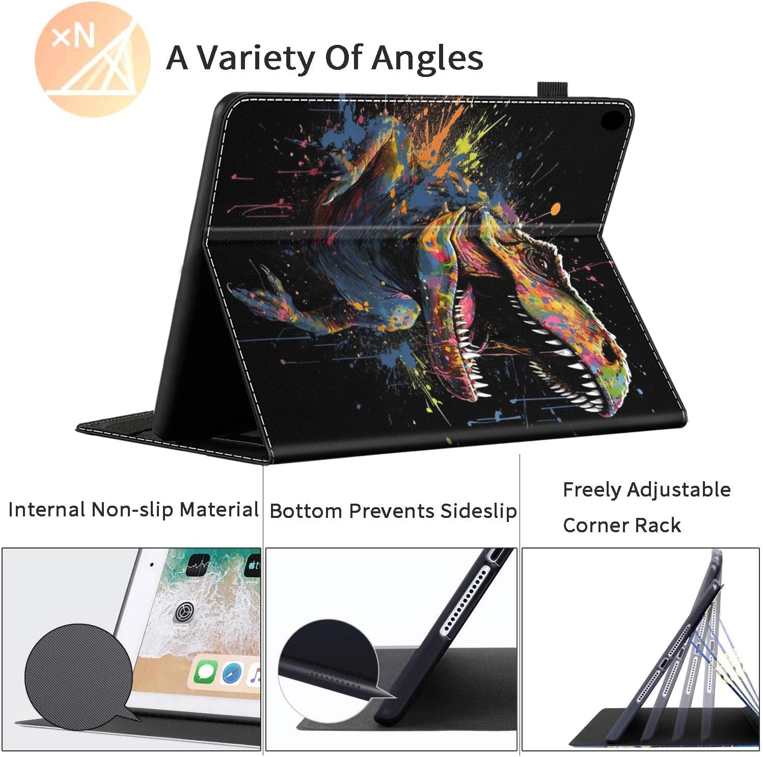 Case Fits All-New Amazon Kindle Fire HD 10 & 10 Plus Tablet (13th/11th Generation, 2023/2021 Release) 10.1", Durable Shockproof Protective Cover with Auto Wake/Sleep，Watercolor Dinosaur