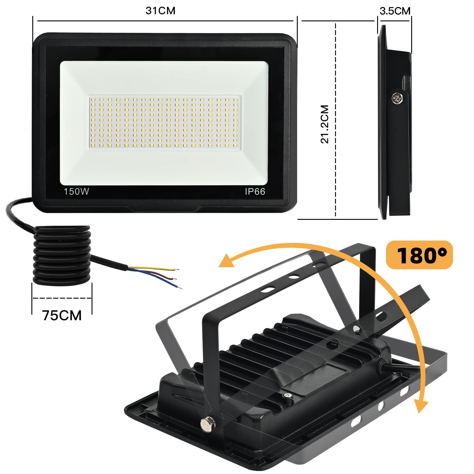 Focos LED Exterior 50W Proyector LED Exterior 5000LM IP66 Impermeable Foco Proyector LED 3500K Blanco Frío Floodlight para Casa, Garaje, Patio, Terraza, Campo (8pcs)