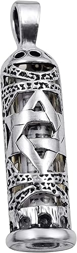 Miniatura 3 de Colgante Mezuzah de Plata de Ley con Estrella de David, Plata esterlina