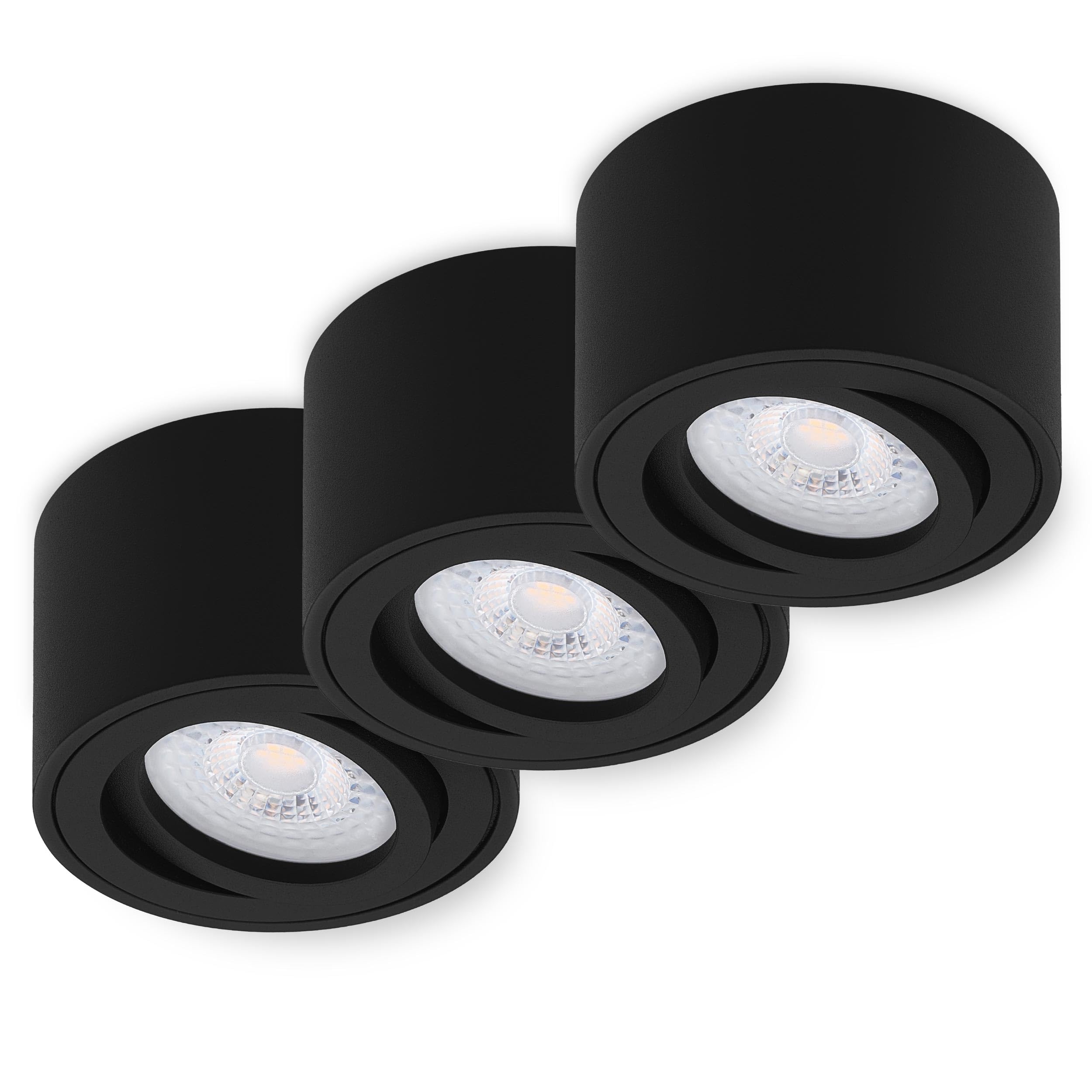 Oktaplex Lile - Foco empotrable (3 unidades, con módulo LED, regulable, 4,9 W, 230 V, 4000 K, blanco neutro, 80 x 50 mm, aluminio, orientable)