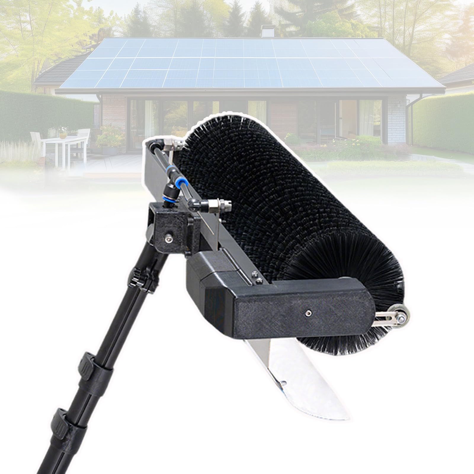 Palo Telescópico para Limpieza de Paneles Solares – 350rpm, Cepillo rotativo 60cm, 10m alimentación+Agua, asta Aluminio, Nylon HD – para Placas fotovoltaicas 7.5m-Oneset