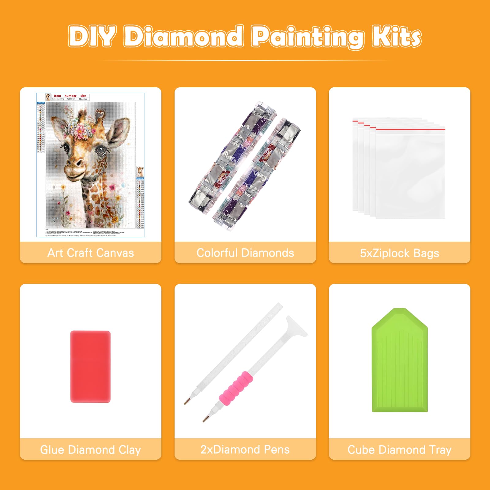 Kit per Pittura a mosaico Fai Da Te 5D Pittura con numerici adulto Giraffa colorata Grandi