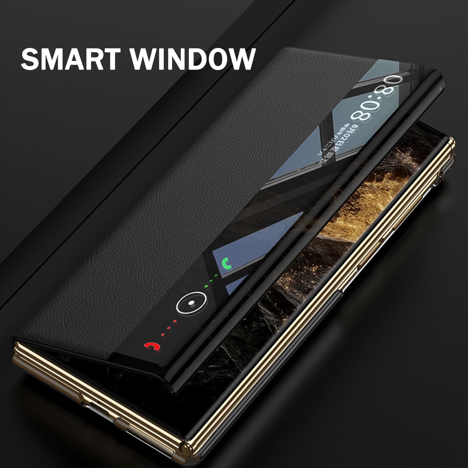 Etui na Huawei Mate XT, magnetyczny skórzany pokrowiec odpinany uchwyt pierścieniowy podpórka osłona ochronna funkcja widoku okna luksusowe etui biznesowe, czerwone, Mate XT