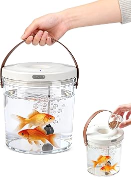 Betta Fish Tank Small Aquarium 1.2L Portable Plastic Bowl Desktop Fishtank