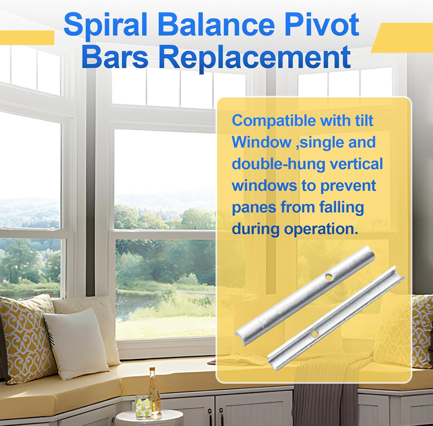 5/8'' H 3758 Spiral Balance Pivot Bar for Prime-Line Tilt Window,Single & Double-Hung Vertical Sash Windows,4 Pack