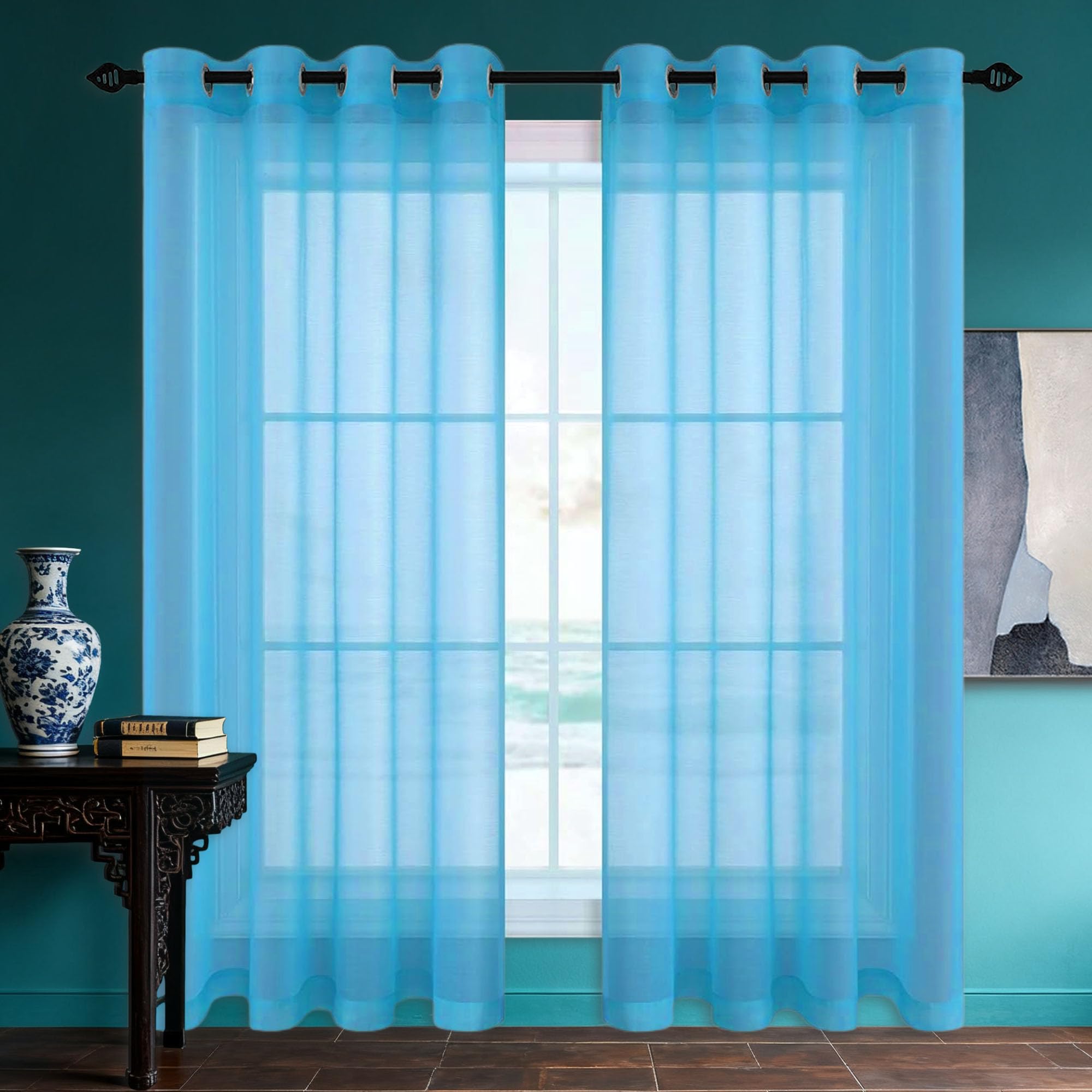 Voilage lumineux bleu ciel 145 x 115 pour sublimer la maison