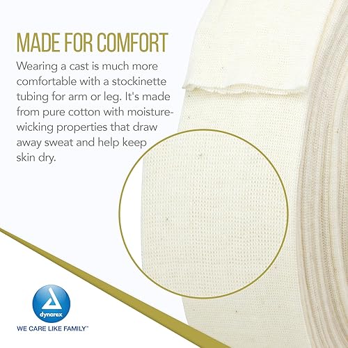 Miniatura 3 de Dynarex Stockinette de algodón, 2" x 25 yardas, no estéril y sin látex, vendaje tubular para prevenir la irritación de la piel y arrugas fundidas,