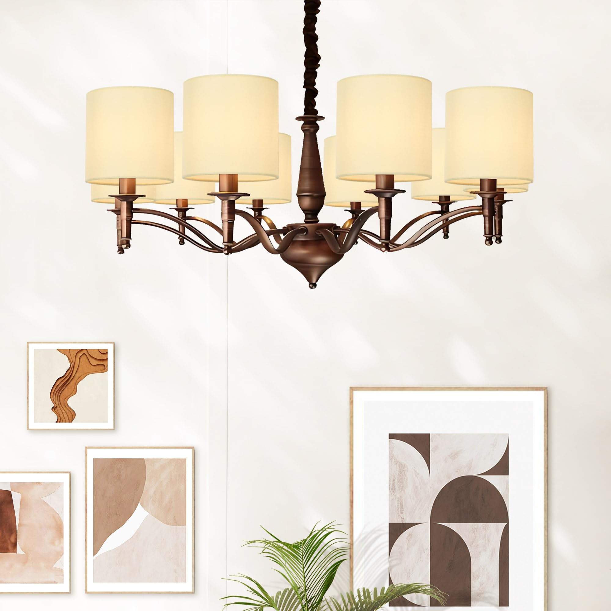 KIKI - Set di 6 paralumi per lampadari con clip, colore: beige, 12,7 x 12,7 x 12,7 cm x 12,7 cm, mini paralume in tessuto, per lampadine a candela e piccole lampadine generali