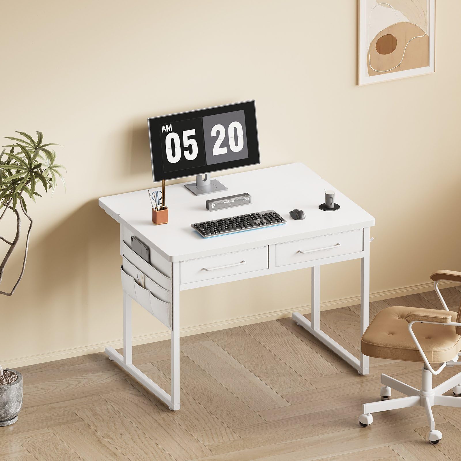 Amazon | Maihail パソコンデスク幅80cm コンパクト引き出し付き机 pc