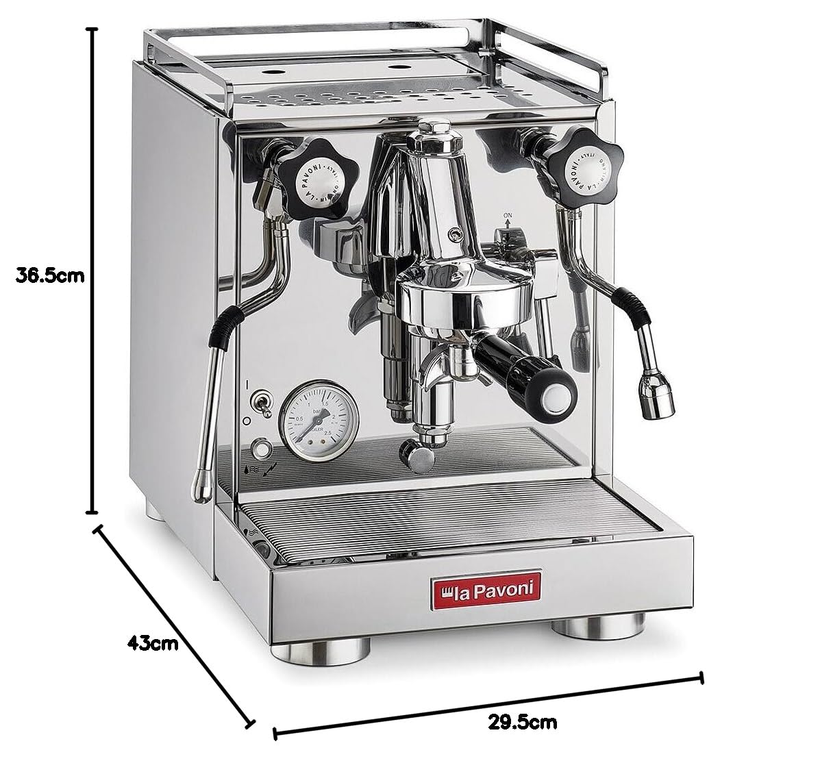 La Pavoni New Cellini Classic, Macchina Caffè Espresso Semi-Professionale LPSCCS01EU, Caldaia Singola con Scambiatore di Calore, con Valvole Rotative, Lancia Vapore e Acqua Calda, 1400 W, Acciaio Inox