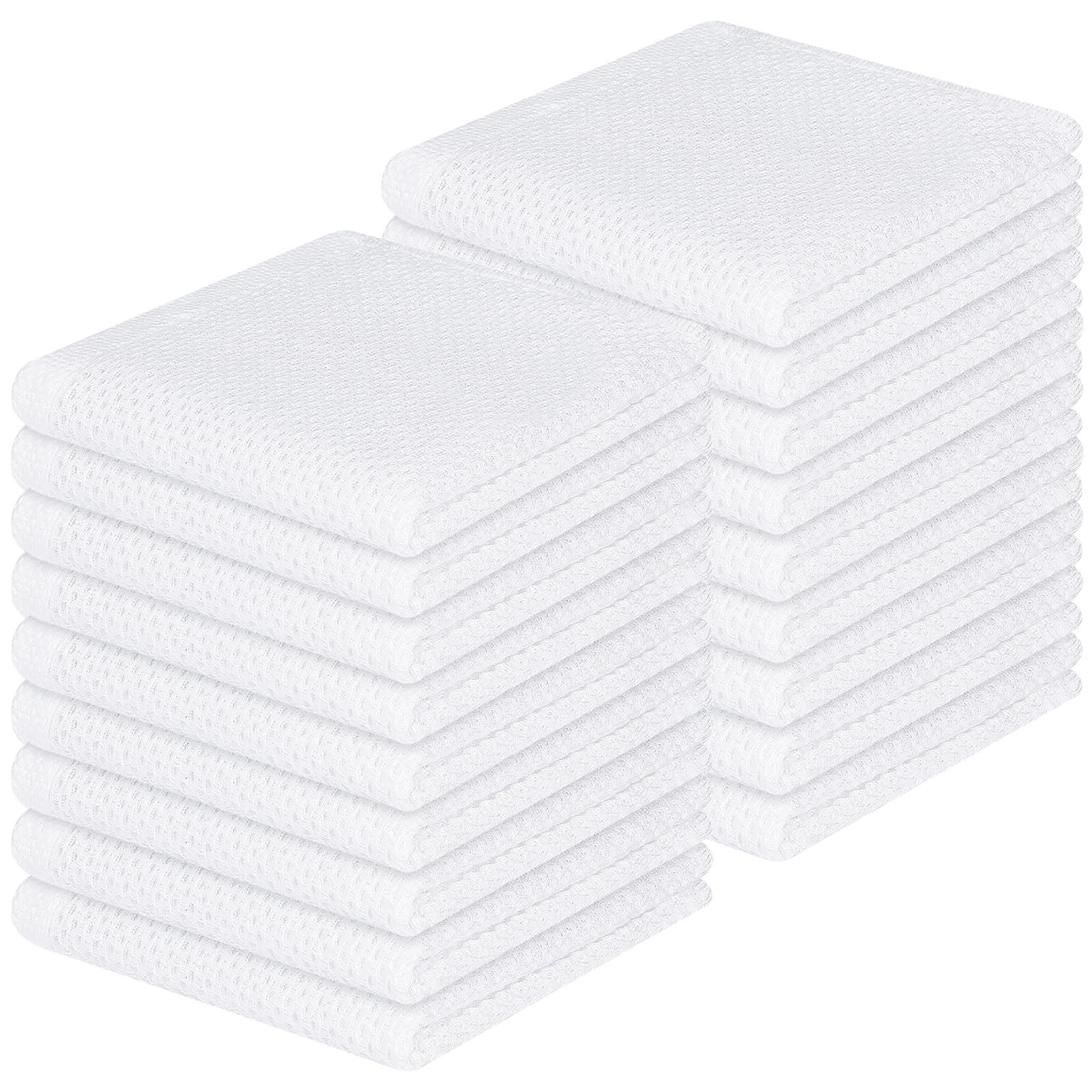 Homaxy 100% Cotton Waffle Weave Kitchen Dish Cloths 18-Pack, White