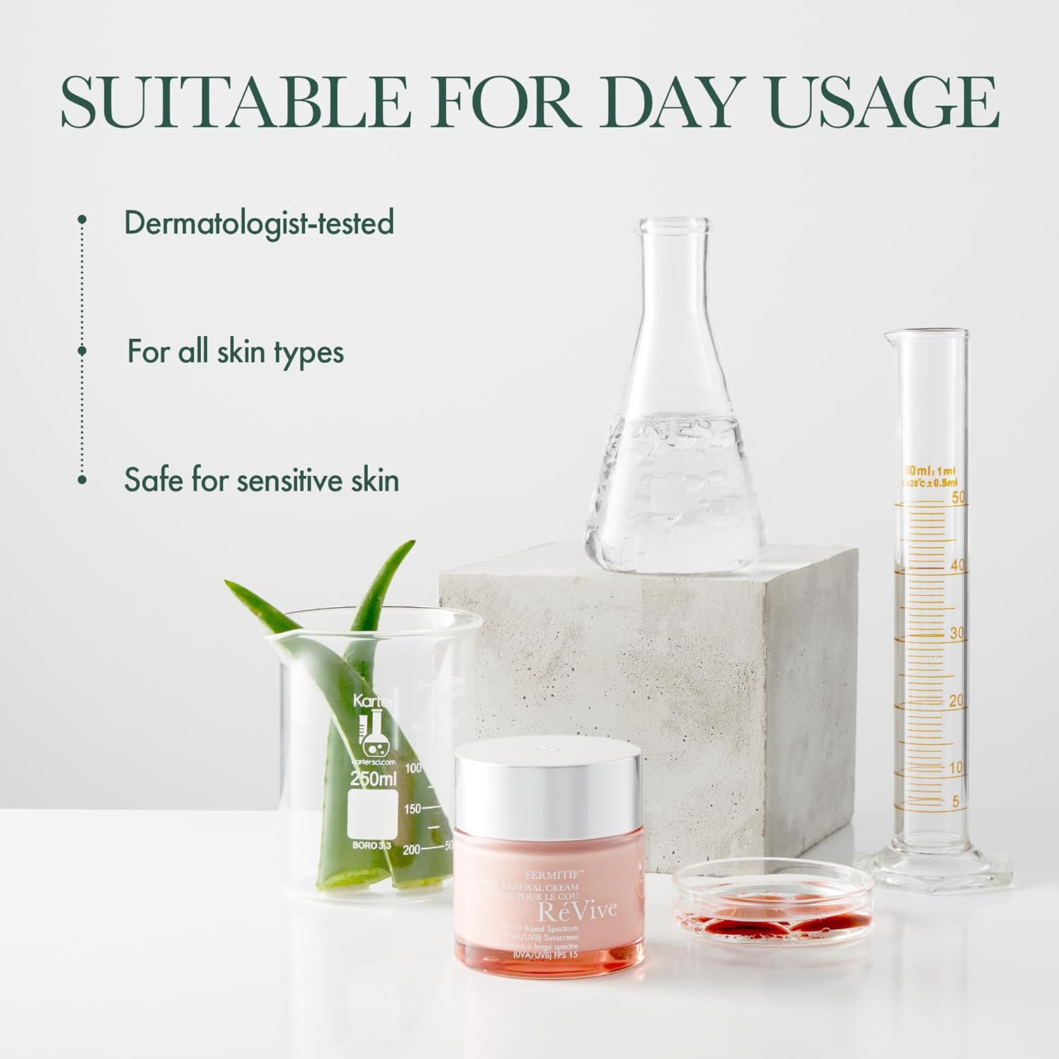 RéVive Fermitif Neck Renewal Cream - Neck and Décolletage Tightening Cream - Broad Spectrum SPF 15 Sunscreen - Anti-Aging, Reduces Fine Lines & Smooths Skin, 2.5 OZ - Image 5