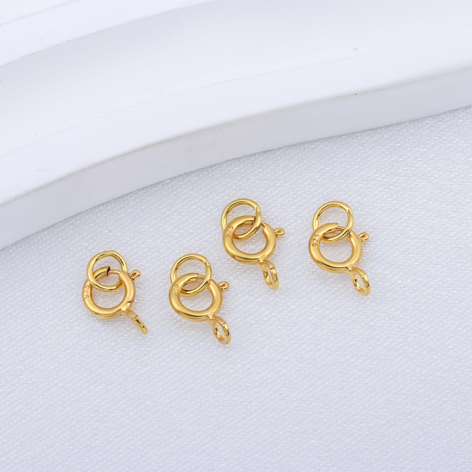 14 Karat vergoldete Halskettenverschlüsse, 5 mm, S925er-Sterlingsilber, Federringverschluss mit 4 mm runden Binderingen, Schmuckverschlüsse, Verbindungsstücke für Halsketten und Armbänder