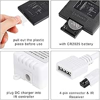 Vista 3 de SUPERNIGHT RGB LED Strip Controller, 2-Ports RGB Controller Box with 44 Keys IR Remote, DC12V-24V LED Controller for 2pcs RGB LED Strip