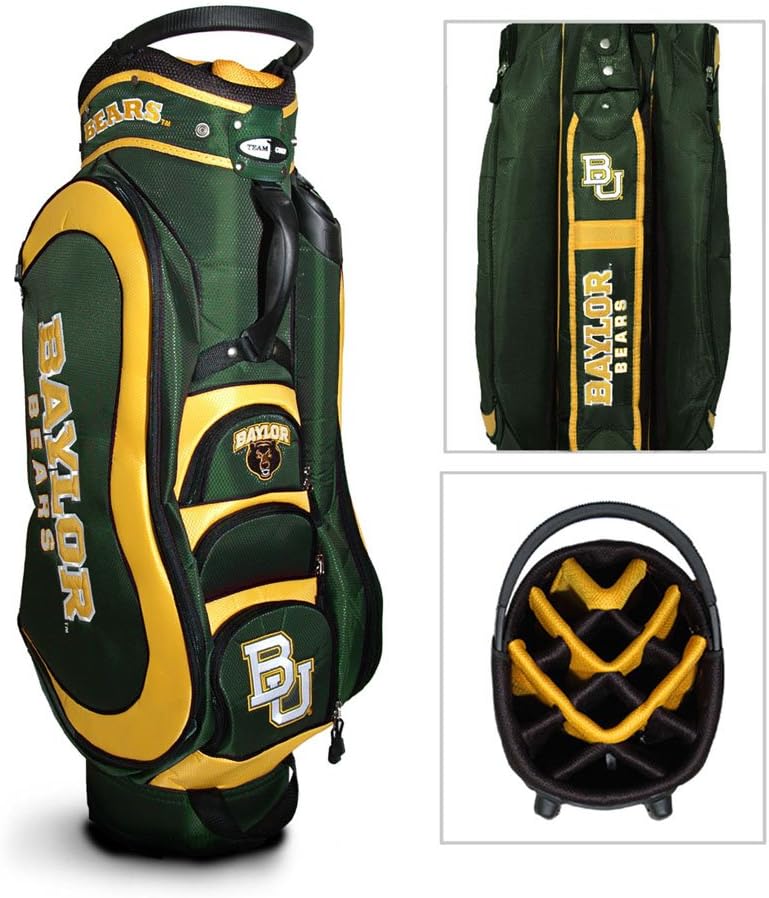 Team Golf NCAA Medalist Golf Cart Bag, 14-Way Top with Integrated Handle & External Putter Well, 5 Zippered Pockets, Padded Strap, Umbrella Holder & Removable Rain Hood