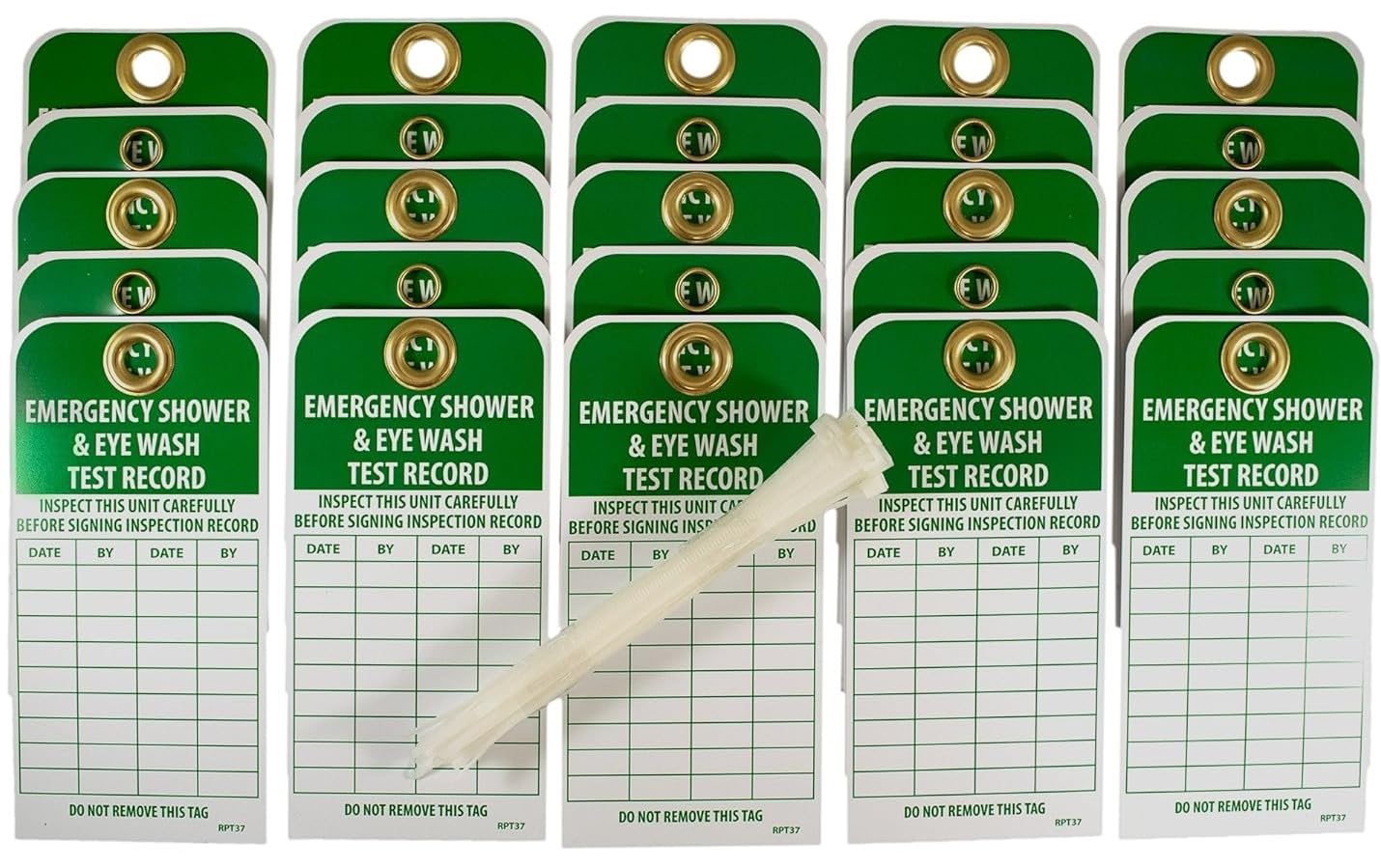AccuformNMC NMC Emergency Shower & Eye Wash Test Record Tag, Pack of 25, Double-Sided Inspection Tag, 6" Height x 3" Width, RPT37G, American Made Safety Tags, Signs, and Labels