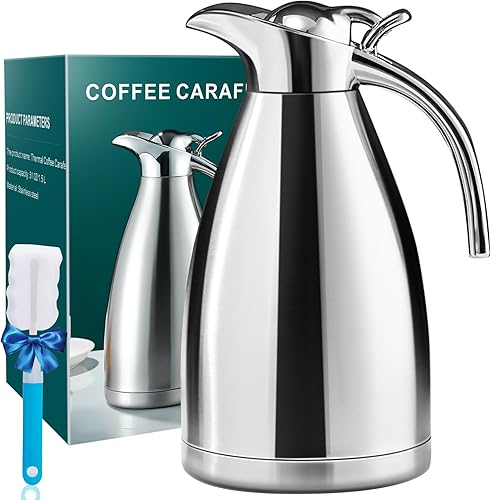 Miniatura 1 de PARACITY Jarra térmica de café, termo de acero inoxidable 188 para bebidas calientes, termo de café aislado al vacío de doble pared, jarras de café