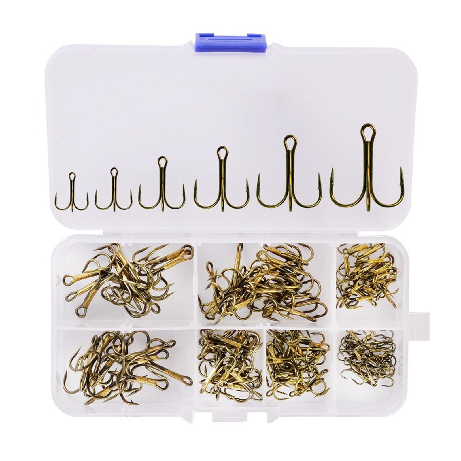 Angelzubehör 120/50 stücke High Carbon Stahl Drillinge Angelhaken Blank Harter Köder Runde Gebogen Triple Künstliche Köder Angelhaken Set mit Box Angelhaken(120pcs Tea Hook)