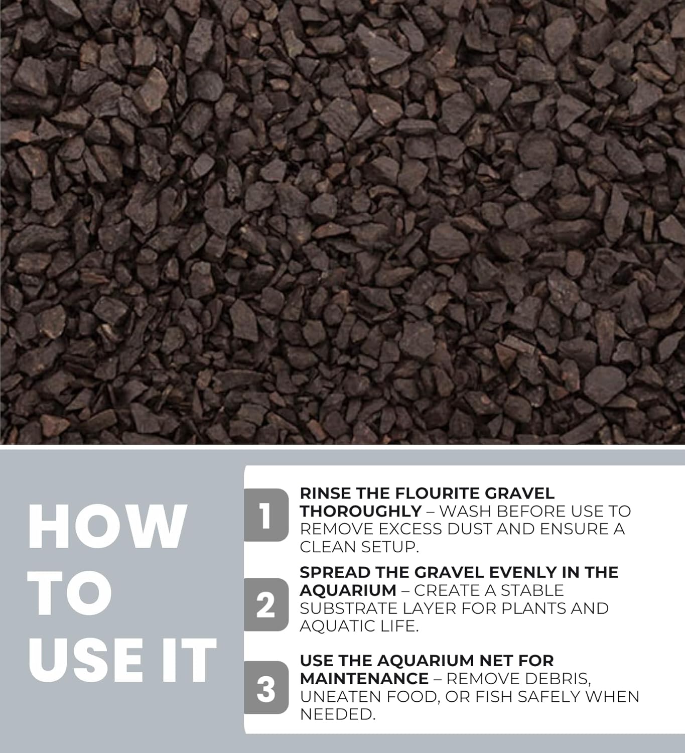 Flourite Gravel 7 kg Bundle with Nylon Aquarium Net – Dark Porous Clay Substrate for Planted Tanks, Supports Root Growth & Water Stability – Gift Set (2 Items)