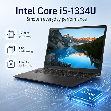 Dell 15 DC15250 15.6 FHD Touchscreen Laptop Intel Core i5-1334U, 16GB RAM, 512GB SSD, Intel UHD Graphics, Wi-Fi 6, HDMI, USB-C, SD Card Reader, Windows 11 Home, Carbon Black