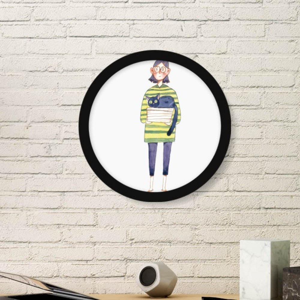 Cadre photo meganekko art peinture ronde bois noir DIYthinker