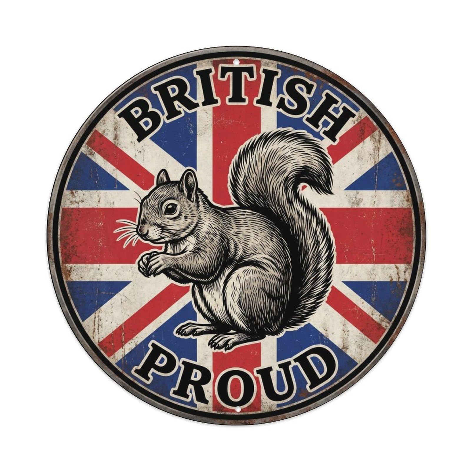 British Proud Squirrel Wildlife Heritage Emblem Metal Tin Sign