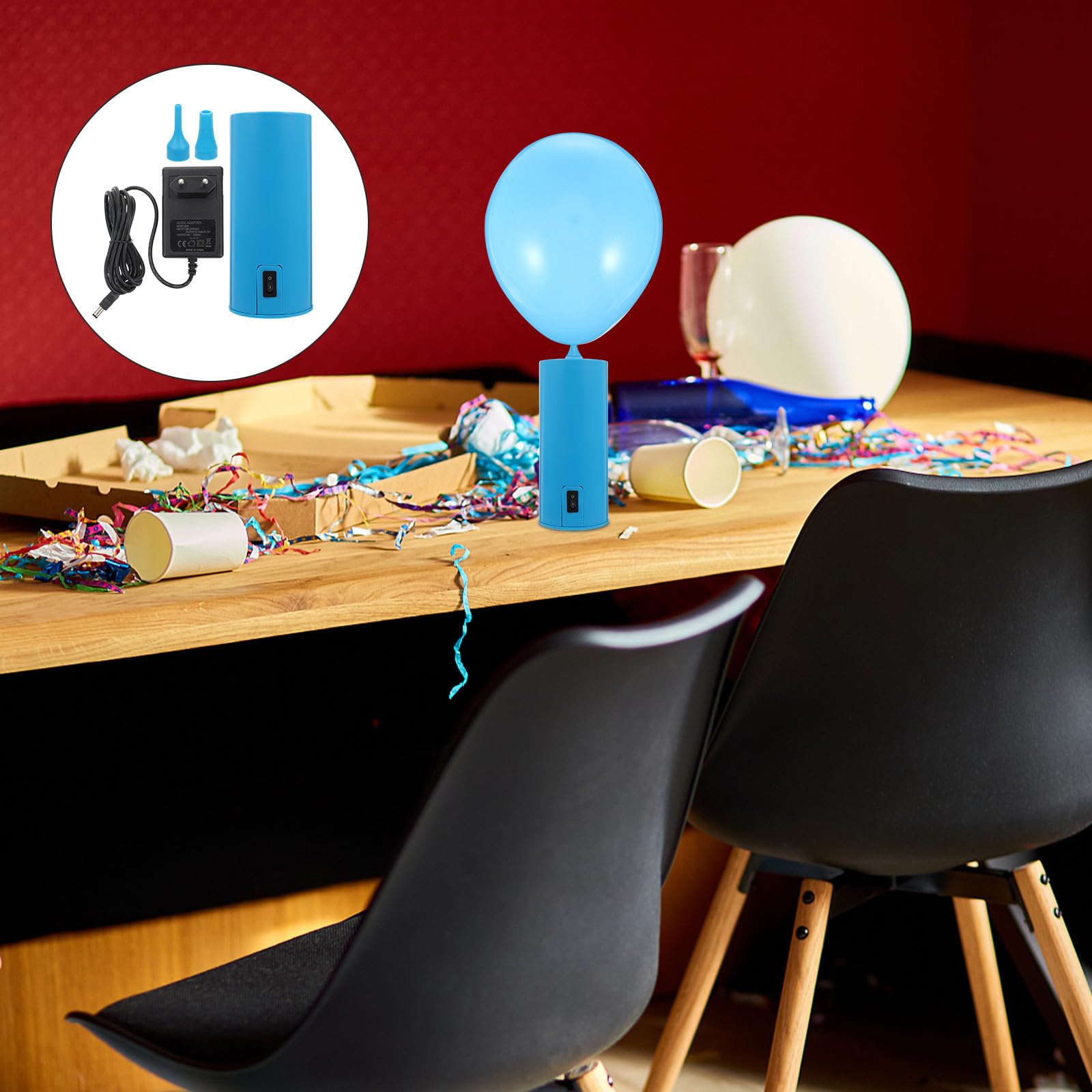 Bomba de Aire Eléctrica Portátil Diseño Liviano y Buena Insonorización para Globos Inflador Electrónico para Fiestas y Decoraciones