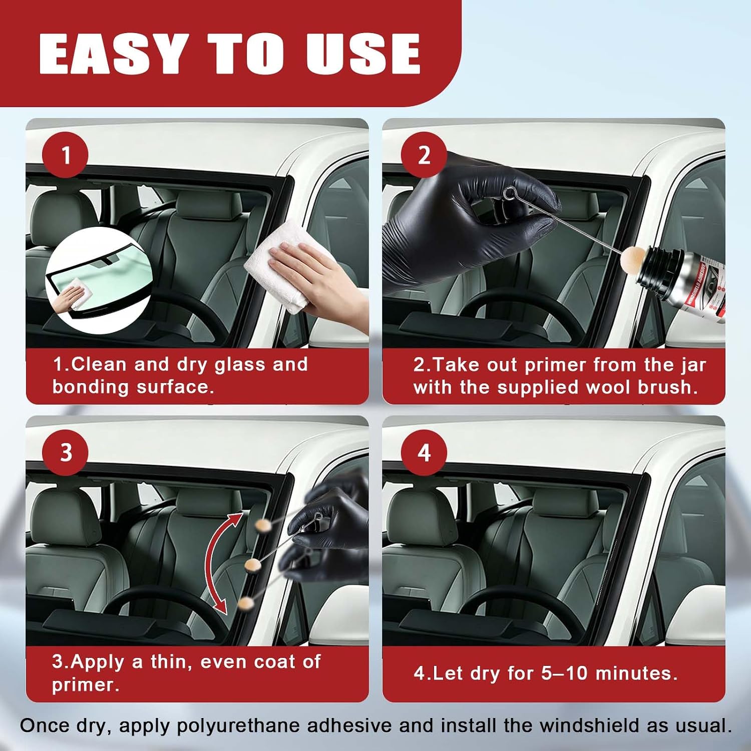 Windshield Primer, Urethane Primer for Automotive, Quick Adhesion Promoter