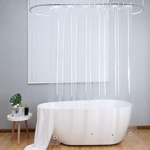 AooHome Forro transparente de cortina de ducha extra largo de 72 x 84, calibre 10, forro de cortina de ducha transparente con ganchos, 5 imanes