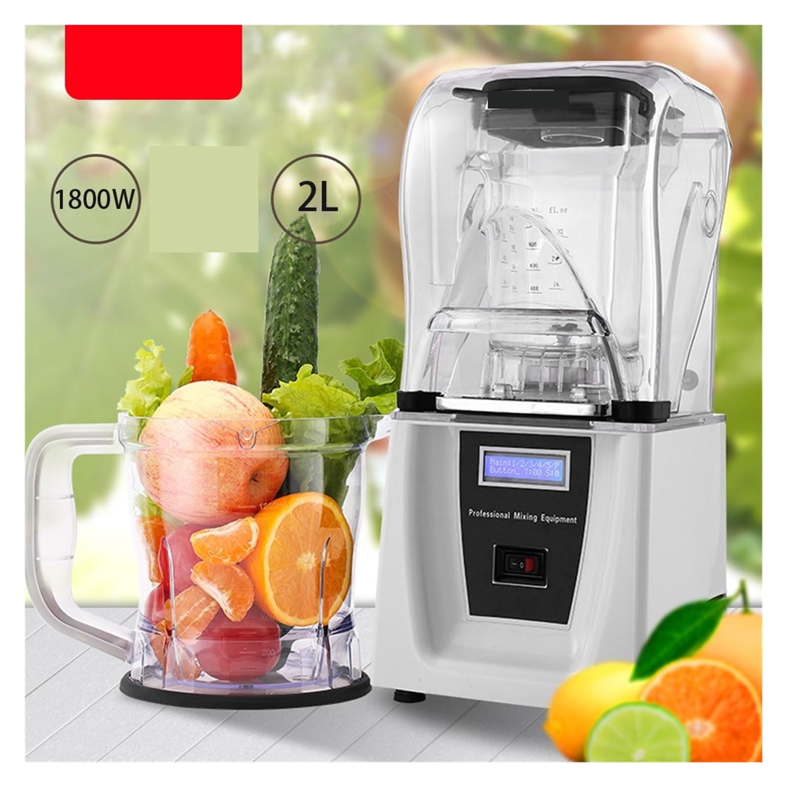 Frullatore Commerciale Ad Alte Prestazioni Isolamento Acustico Da 1800 W For Alimenti 2 Litri For Impieghi Gravosi Senza BPA Silenzioso Potente Lavorazione Sforzo Ingredienti(Black)