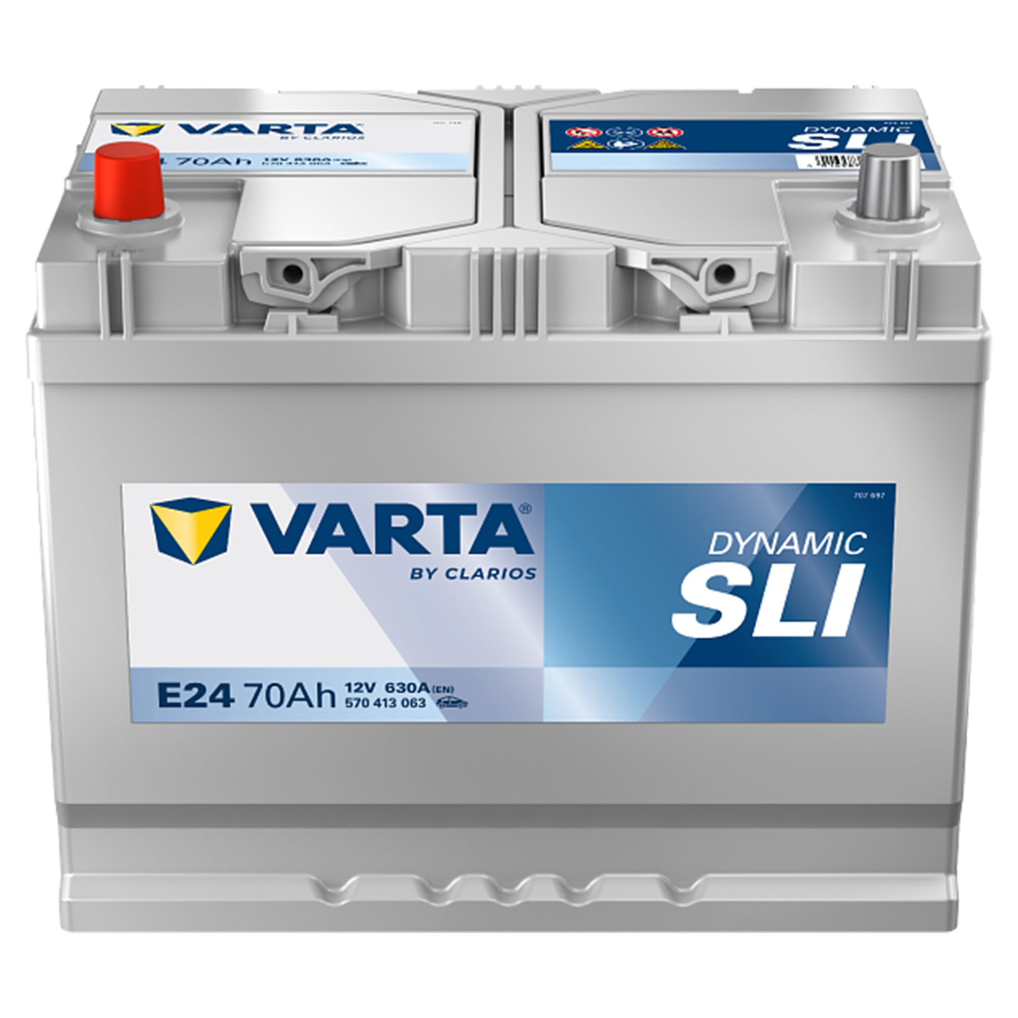 VARTA Automotive DYNAMIC SLI (E24) 12V 70Ah 630A - Nassbatterie KFZ mit Standardausstattung & ohne Start-Stopp System - Starterbatterie für einfachen Energiebedarf - Bleisäurebatterie wartungsfrei