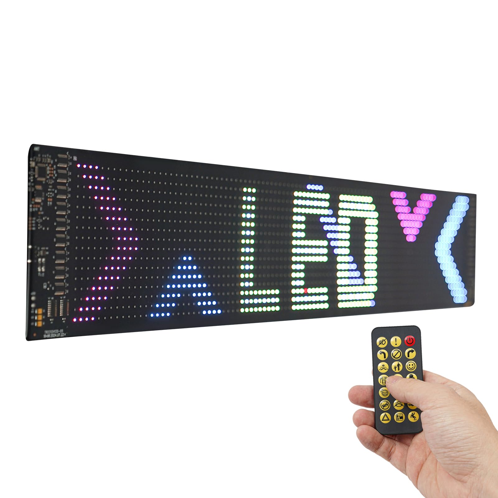 Letrero LED programable, flexible LED con control por aplicación Bluetooth y mando a distancia, IP65, pantalla digital para sala de juegos, fiesta, cartel publicitario, coche (59,5 cm x 12 cm)