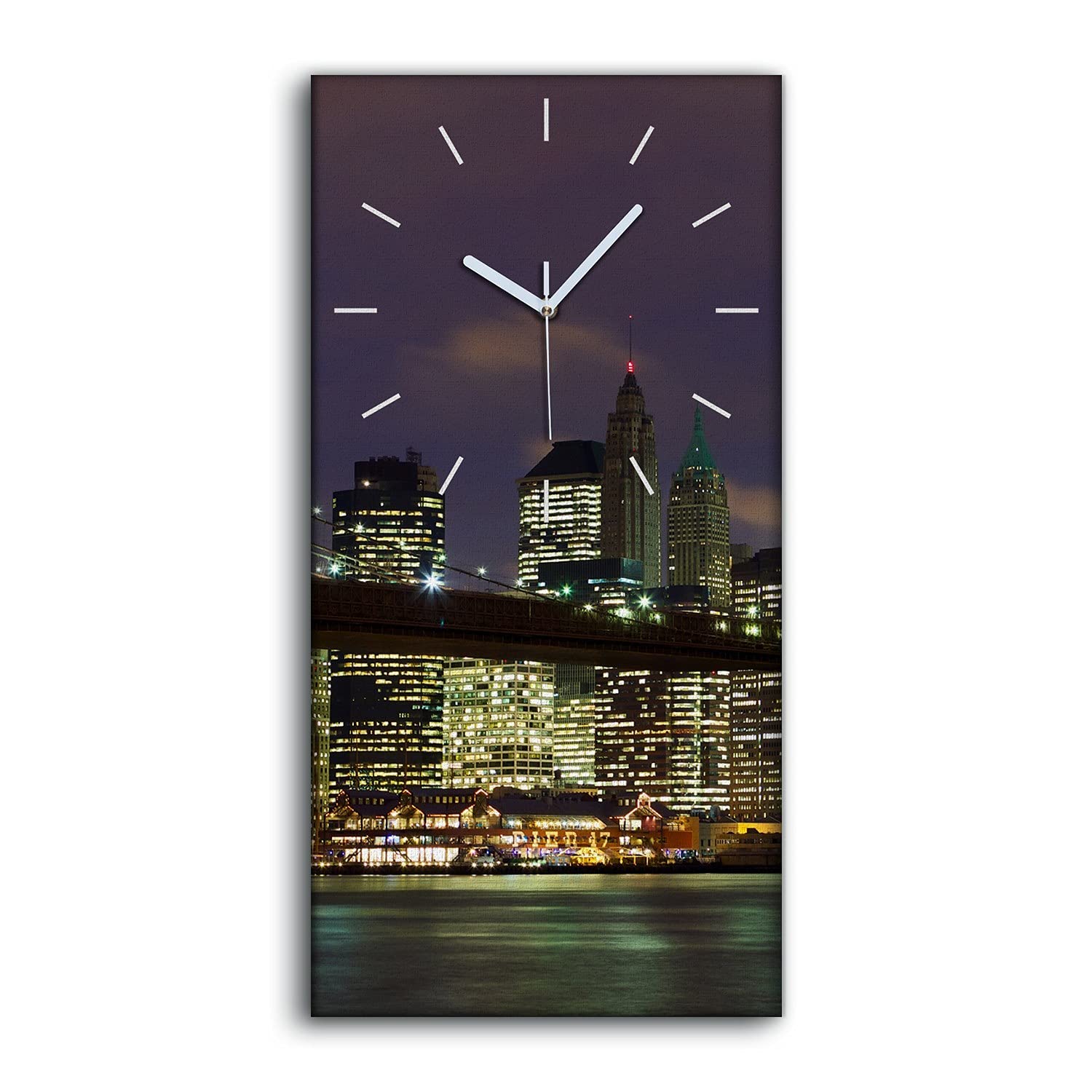 Horloge sur toile silencieuse pour chambre sans bruit aiguilles blanches 30x60